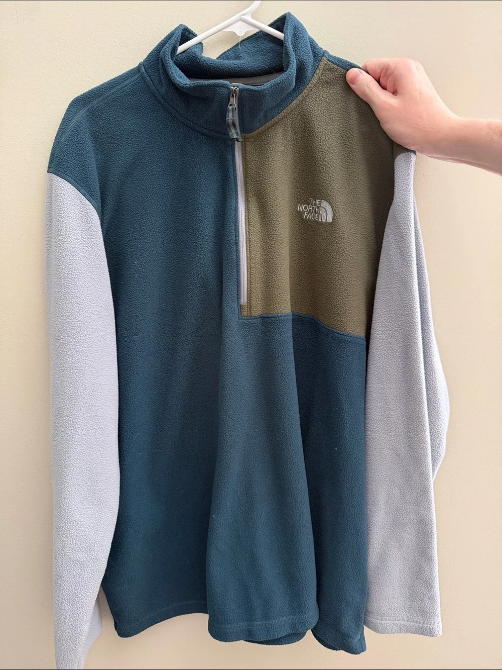 The North Face Teal and Gray Quarter-Zip Fleece Pullover